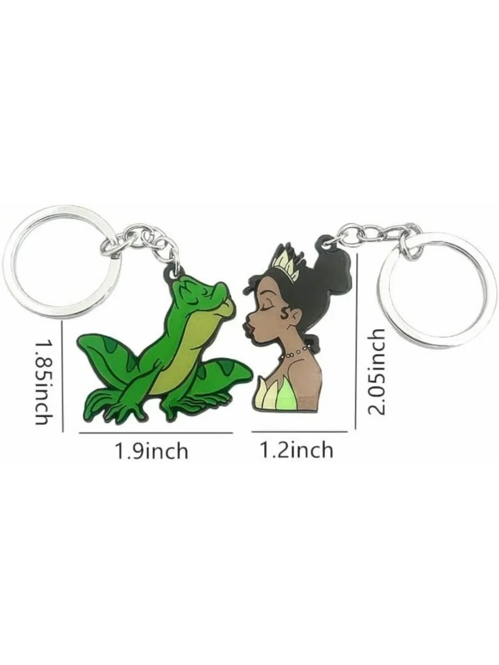 Adorable Couples Keychain Set - 2 Metal Frog Keychains, Green & Gold, Cute Gift
